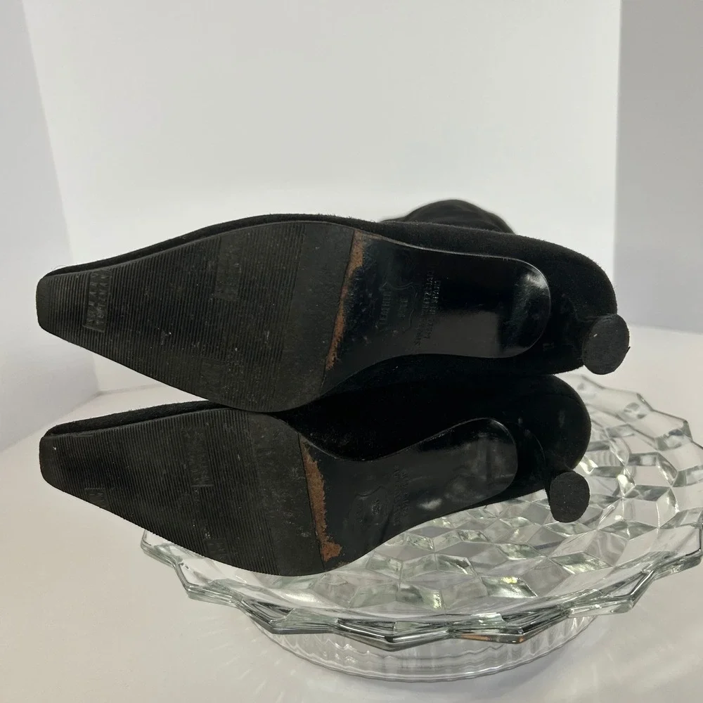Stuart Weitzman Suede Leather‎ Over the Knee Pull On Boots Kitten Heel Black